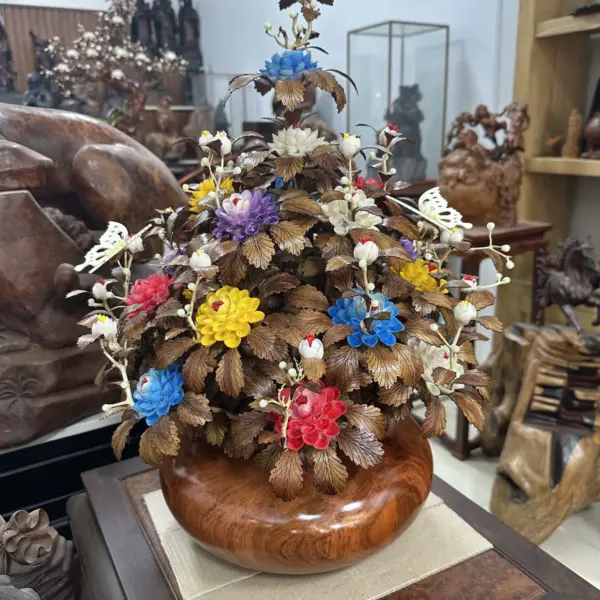 Bình Hoa Ngũ Sắc - Lá Gỗ Sưa, Bình Hương Đá MQ05