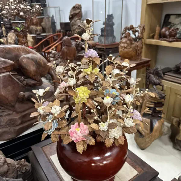 Bình Hoa Ngũ Sắc - Lá Gỗ Sưa, Bình Gỗ Cẩm Tây Bắc MQ09