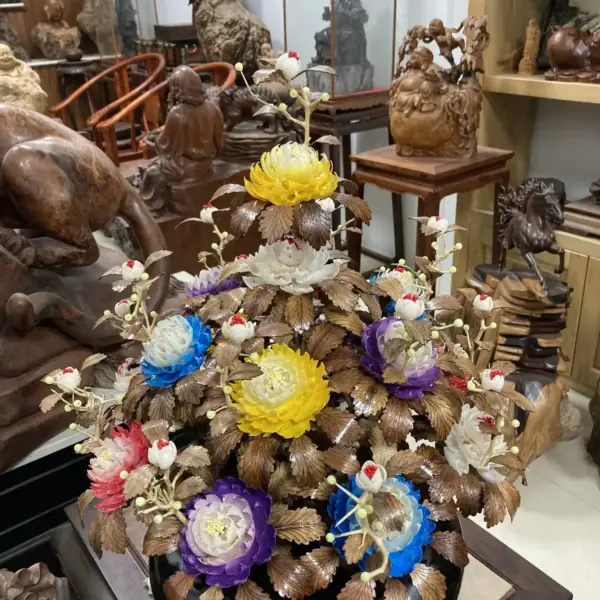 Bình Hoa Ngũ Sắc – Lá Gỗ Sưa, Bình Gỗ Cẩm Tây Bắc G18